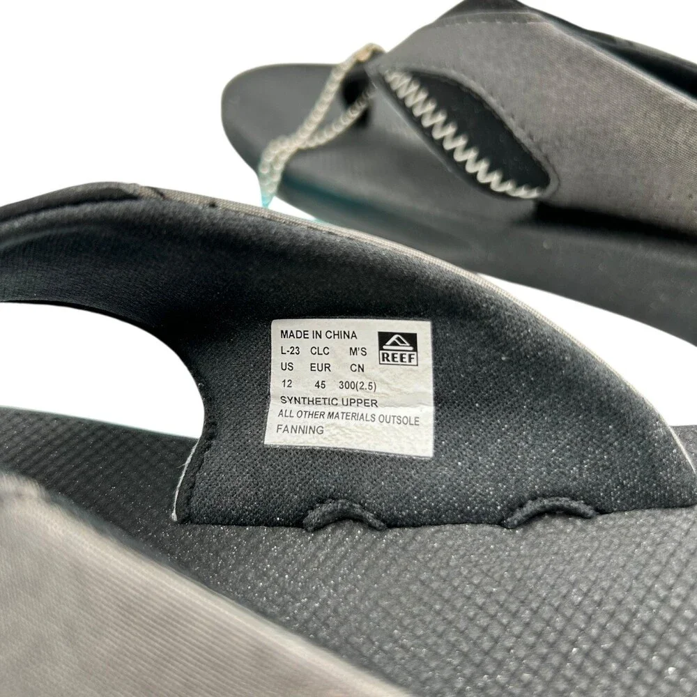 Reef Fanning Mens Flip Flops Black Silver Bottle Opener Sandals CJ0393 Size 12